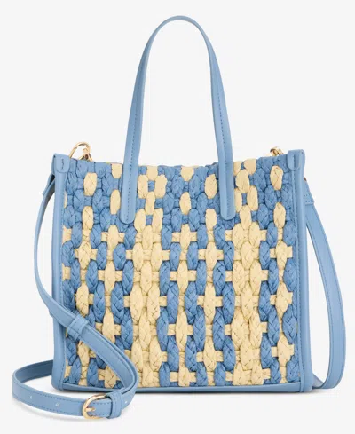 On 34th Small Straw Crossbody Tote, Exclusively At Macy's In Blue