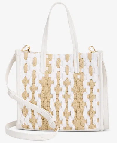 On 34th Small Straw Crossbody Tote, Exclusively At Macy's In White