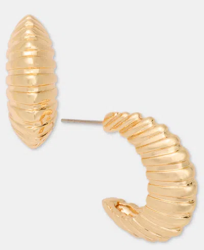 On 34th Small Textured C-hoop Earrings, 0.95", Macy's Exclusive In Gold