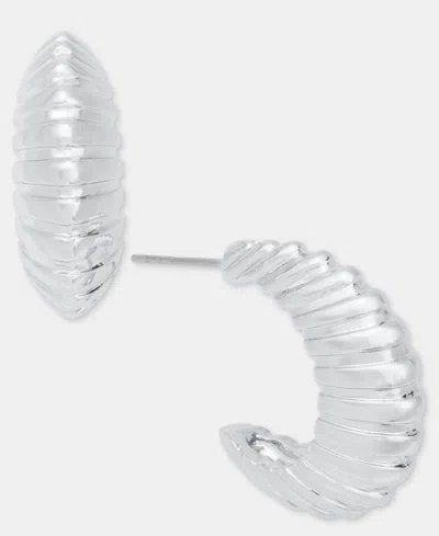 On 34th Small Textured C-hoop Earrings, 0.95", Macy's Exclusive In Gray