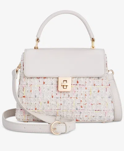 On 34th Tandii Small Tweed Satchel, Created For Macy's In White Twee