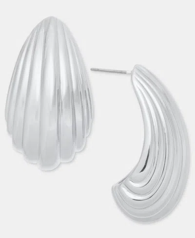 On 34th Textured J-hoop Earrings, Macy's Exclusive In Metallic