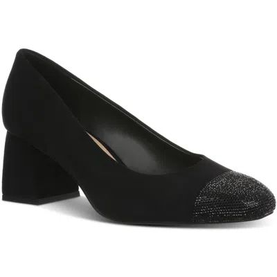 On 34th Tilly2f Womens Glitter Manmade Block Heels In Black Micro,black