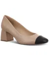 On 34th Tillyy Womens Toe Cap Faux Leather Block Heels In Nude,black Smooth