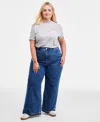 On 34th Trendy Plus High-rise Wide-leg Jeans, Macy's Exclusive In Blue