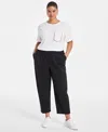 On 34th Trendy Plus Size Barrel-leg Utility Pants, Exclusively At Macy's In Olivine
