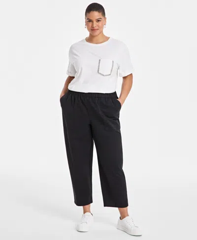 On 34th Trendy Plus Size Barrel-leg Utility Pants, Exclusively At Macy's In Olivine