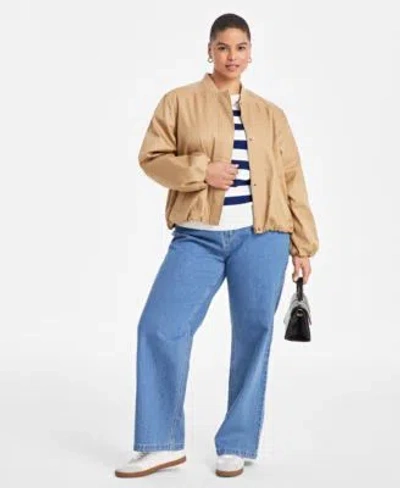 On 34th Trendy Plus Size Bomber Jacket Striped Sweater Jeans Exclusively At Macys In Swiss Moch