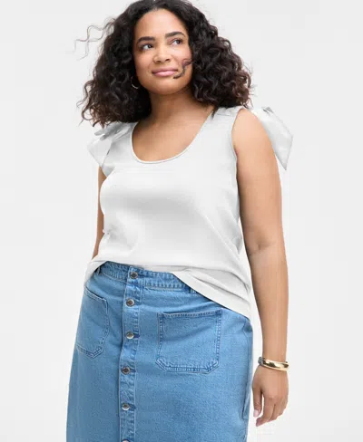 On 34th Trendy Plus Size Bow-shoulder Tank Top, Exclusively At Macy's In Bright White