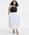On 34th Trendy Plus Size Bubble-hem Midi Skirt, Exclusively At Macy's In Bright Whi
