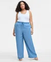 On 34th Trendy Plus Size Chambray Drawstring Pants, Exclusively At Macy's In Spring Was
