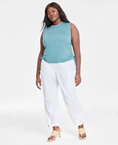 On 34th Trendy Plus Size Cinched Side Top Utility Pants Created For Macys In Olivine