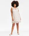 On 34th Trendy Plus Size Crochet Scallop-hem Shift Dress, Exclusively At Macy's