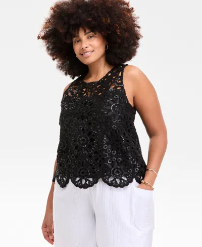 On 34th Trendy Plus Size Crochet Scalloped Tank Top, Exclusively At Macy's