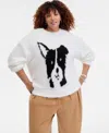 On 34th Womens Eyelash Dog Crewneck Sweater Xxs 3x Macys Exclusive In White