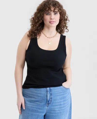 On 34th Trendy Plus Size Double Scoop-neck Tank, Macy's Exclusive In White