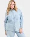 On 34th Trendy Plus Size Embellished Collar Denim Shirt, Macy's Exclusive