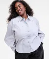 On 34th Women's Embellished Striped Shirt, Macy's Exclusive In Blue