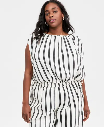 On 34th Trendy Plus Size Emma Sleeveless Side-tie Top, Macy's Exclusive In White
