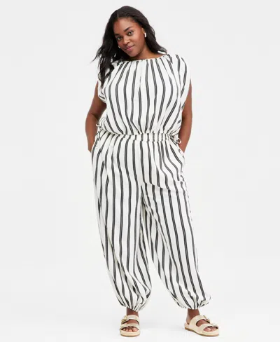 On 34th Trendy Plus Size Emma Striped Balloon-leg Pants, Macy's Exclusive