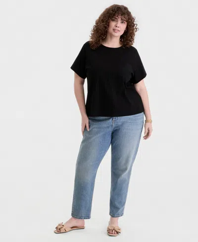 On 34th Trendy Plus Size Everyday Pocket T-shirt, Macy's Exclusive In Black