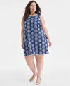 On 34th Women's Sleeveless Scallop-edge Eyelet Shift Dress, Created For Macy's In Blazing Na
