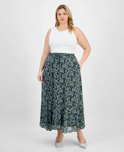 On 34th Trendy Plus Size Floral Femme Drawstring Maxi Skirt, Exclusively At Macy's