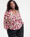 On 34th Trendy Plus Size Floral Ruffle-trim Split-neck Blouse, Macy's Exclusive