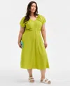 On 34th Women's Flutter-sleeve Printed Textured Midi Dress, Exclusively At Macy's