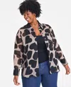 On 34th Trendy Plus Size Giant Hearts Printed Blouse, Exclusively At Macy's In Antique Blush