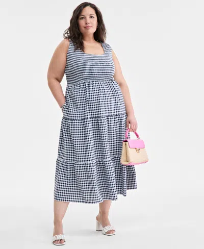 On 34th Trendy Plus Size Mommy & Me Gingham Seersucker Midi Dress, Exclusively At Macy's In Intrepid W