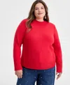 On 34th Trendy Plus Size High-neck Sweater, Macy's Exclusive In Red