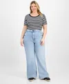 On 34th Plus Size Sailor High-rise Wide-leg Jeans, Created For Macy's In Blue