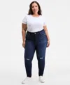 On 34th Trendy Plus Size High-rise Skinny Distressed Jeans, Exclusively At Macy's In Blue