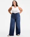 On 34th Trendy Plus Size High-rise Wide-leg Jeans, Exclusively At Macy's In Blue