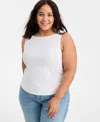On 34th Trendy Plus Size Knit Boat-neck Tank Top, Macy's Exclusive In White