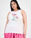 ON 34TH TRENDY PLUS SIZE LILY GRAPHIC-PRINT TANK TOP, EXCLUSIVELY AT MACY'S