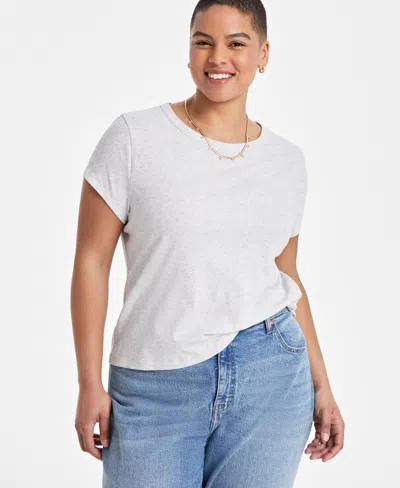 On 34th Trendy Plus Size Micro-ribbed Baby T-shirt, Exclusively At Macy's In Silver Htr