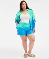 On 34th Trendy Plus Size Ombre Drawstring Shorts, Exclusively At Macy's