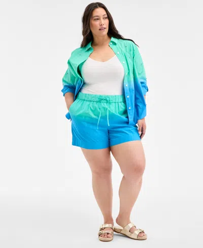 On 34th Trendy Plus Size Ombre Drawstring Shorts, Exclusively At Macy's