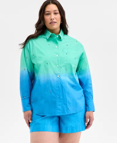 On 34th Trendy Plus Size Ombre Rhinestone Shirt, Exclusively At Macy's