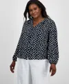 On 34th Trendy Plus Size Paint Dot Button-front Blouse, Exclusively At Macy's