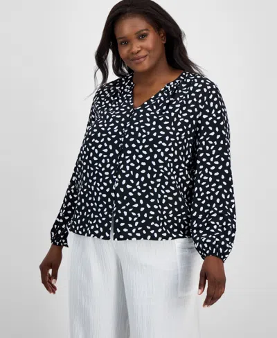 On 34th Trendy Plus Size Paint Dot Button-front Blouse, Exclusively At Macy's