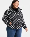 On 34th Trendy Plus Size Polka-dot Puffer Jacket, Macy's Exclusive In Multi