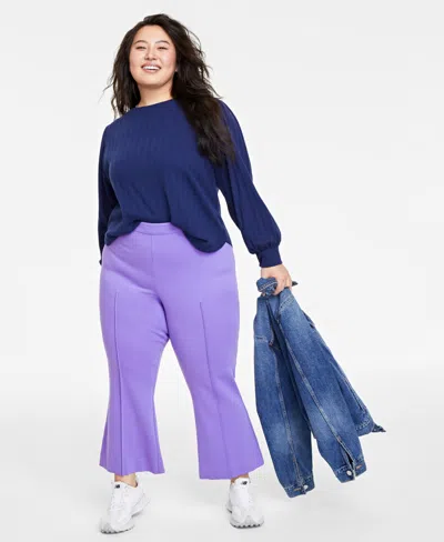 On 34th Trendy Plus Size Ponte Kick-flare Ankle Pants, Regular And Short Length, Created For Macy's In Bright Iris
