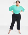 On 34th Trendy Plus Size Ponte Kick-flare Ankle Pants, Regular And Short Length, Created For Macy's In Deep Black