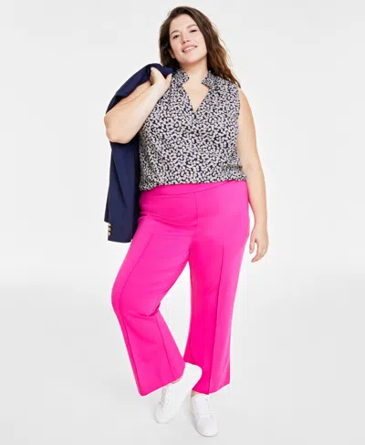 On 34th Trendy Plus Size Ponte Kick-flare Ankle Pants, Regular And Short Length, Created For Macy's In Jazzy Pink