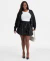 On 34th Trendy Plus Size Rhinestone-embellished Bubble Skirt, Macy's Exclusive In Black