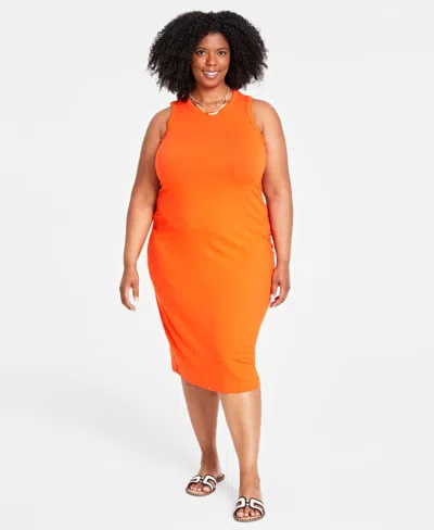 On 34th Trendy Plus Size Rib-knit Midi Tank Dress, Created For Macy's In Rave Red