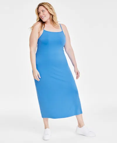 On 34th Trendy Plus Size Ribbed Midi Dress, Created For Macy's In Regatta